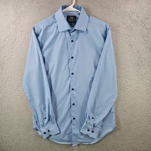 WRK Mens Light Blue Geometric Print Button Down Shirt Size 15.5  4 Way Stretch